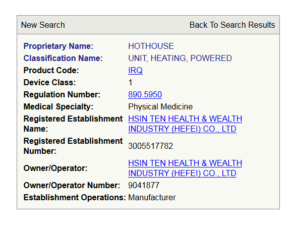 fda device listing for the hothouse